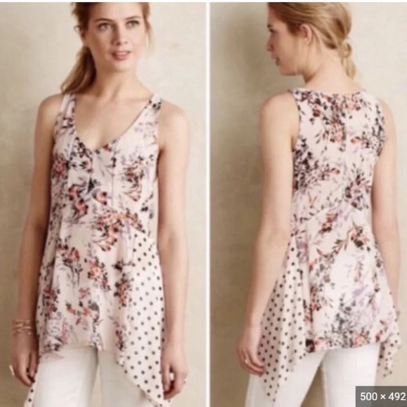 ANTHROPOLOGIE Vanessa Virginia Mixed Print Floral Tank Top Tunic size Medium - Picture 1 of 7